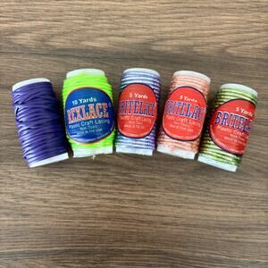 Rexlace Britelace Mini Spool Lot - 5 Spools - Purple Green Red Blue